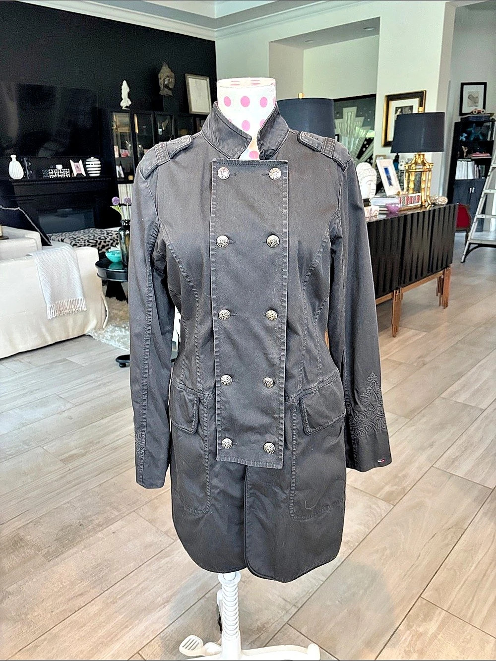 RARE Archival Vintage Tommy Hilfiger Rock & Roll Military Trench Duster Jacket